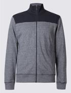 Marks & Spencer Pure Cotton Zipped Through Sweatshirt Navy Mix