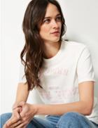 Marks & Spencer Pure Cotton Manhattan Straight Fit T-shirt White Mix
