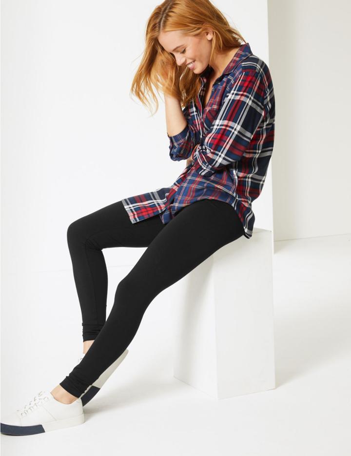 Marks & Spencer Petite Cotton Rich High Waist Leggings Black