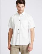 Marks & Spencer Pure Cotton Textured Shirt With Pocket White
