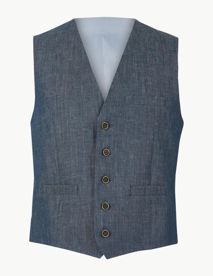 Marks & Spencer Tailored Fit Waistcoat Indigo