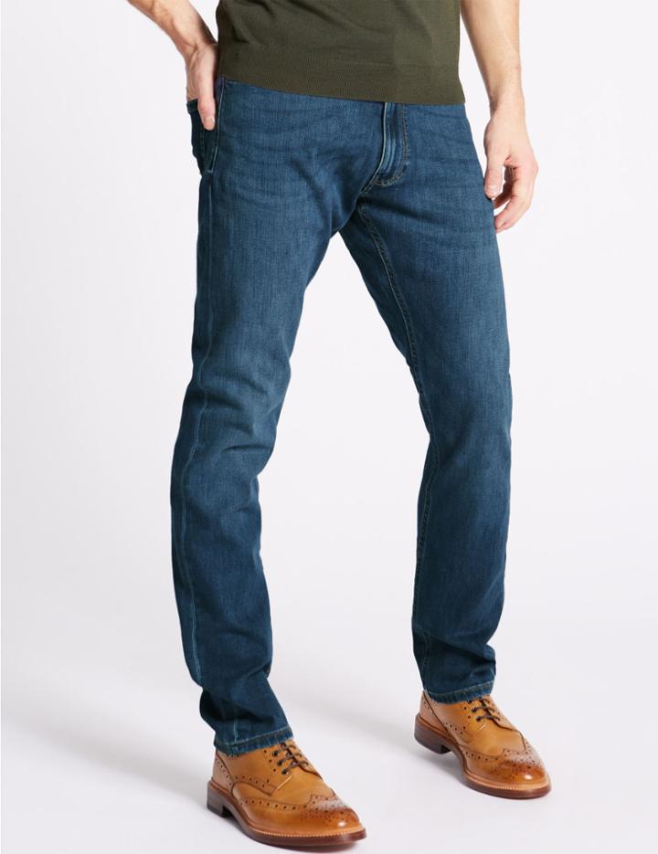 Marks & Spencer Luxury Performance Slim Fit Jeans Medium Blue