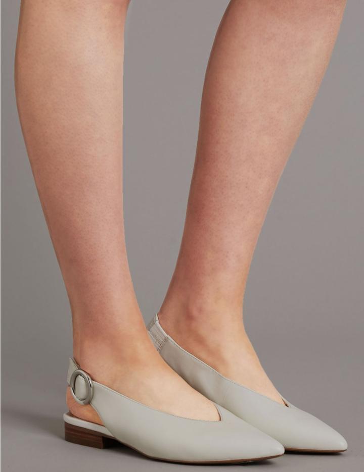 Marks & Spencer Leather Sling Back Flats White