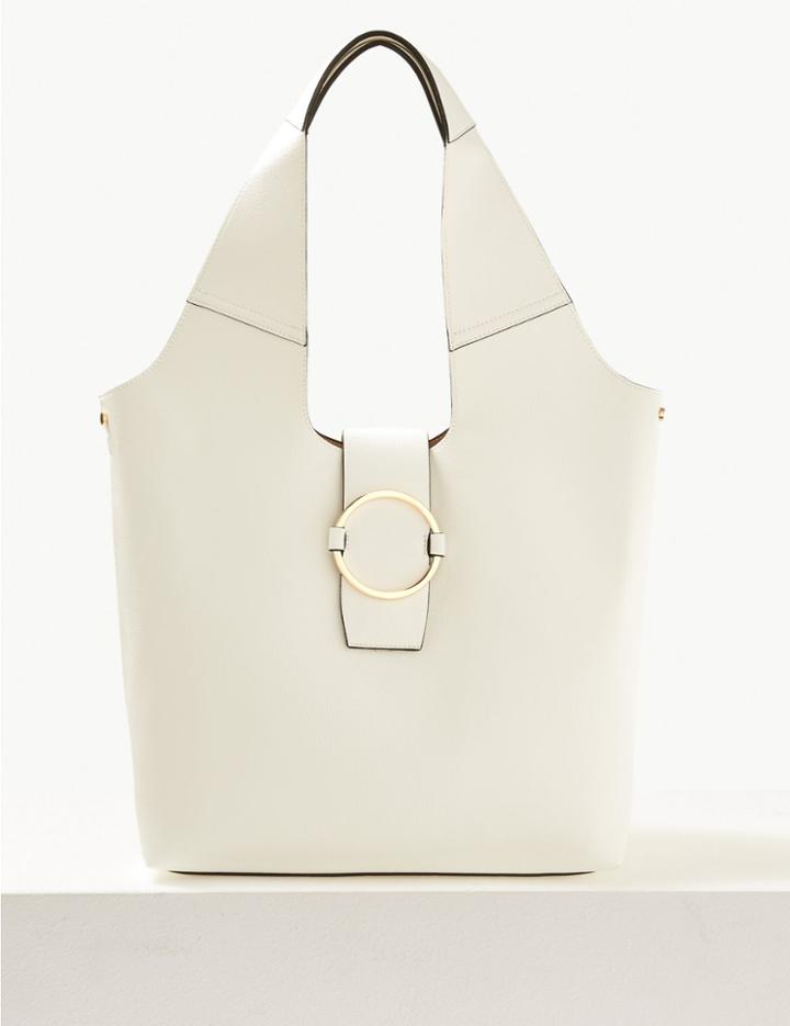 Marks & Spencer Faux Leather Ring Detail Hobo Bag White