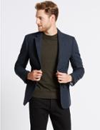 Marks & Spencer Wool Blend 2 Button Jacket Blue Mix