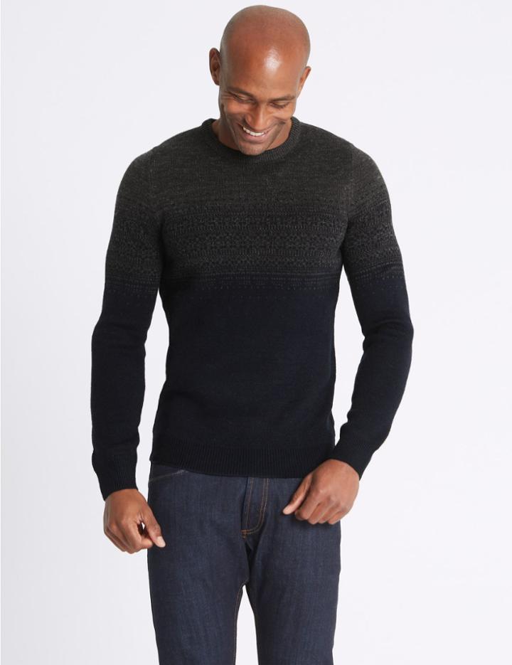 Marks & Spencer All Over Fairisle Jumper Charcoal Mix