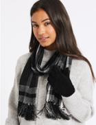 Marks & Spencer Checked Scarf & Gloves Set Black Mix