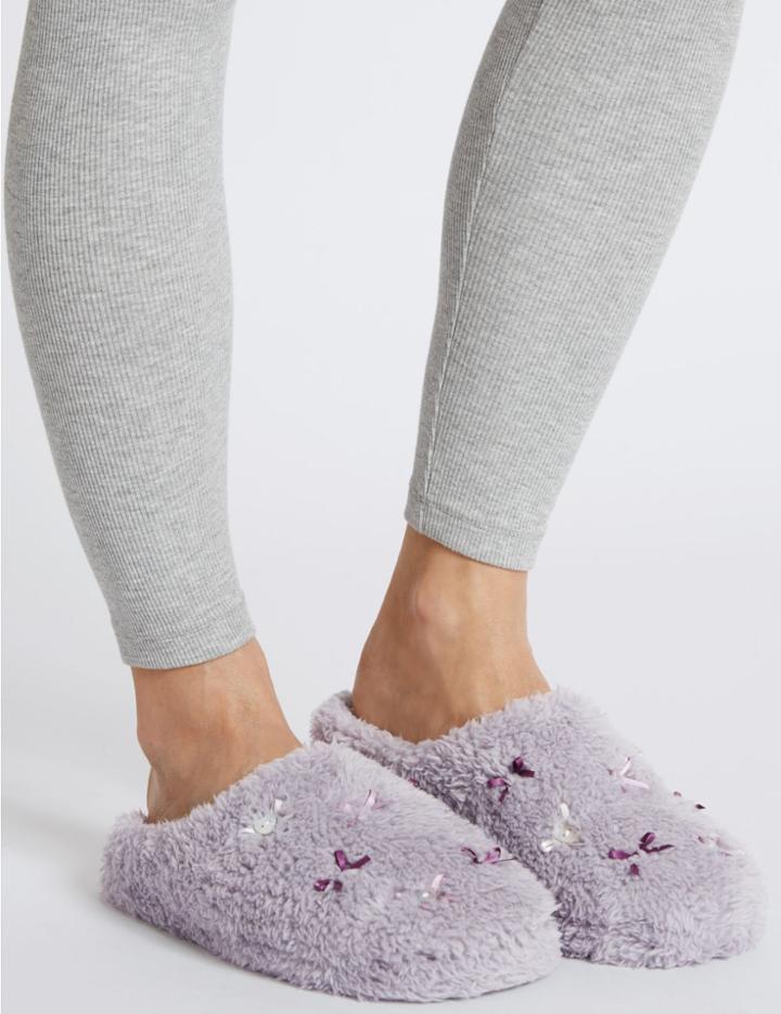 Marks & Spencer Trim Mule Slippers Lavender