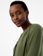 Marks & Spencer Longline V Neck Button Fastening Tunic Khaki