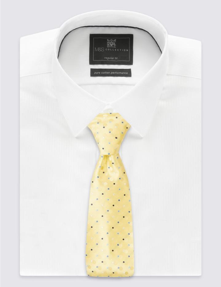 Marks & Spencer Circle Spotted Tie Yellow