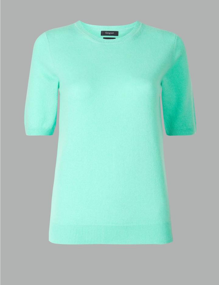 Marks & Spencer Pure Cashmere Round Neck Jumper Fresh Green