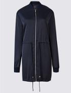 Marks & Spencer Soft Tie Bomber Jacket Navy
