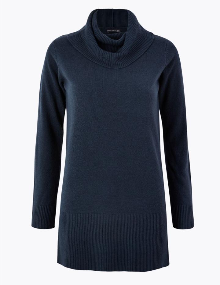 Marks & Spencer Cashmilon&trade; Cowl Neck Jumper Navy