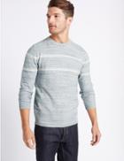 Marks & Spencer Pure Cotton Striped Jumper Blue Mix