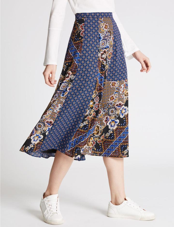 Marks & Spencer Smock A-line Skirt Red Mix