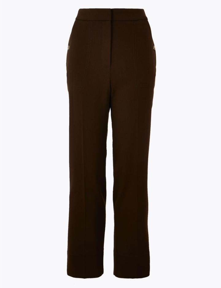 Marks & Spencer Straight Leg 7/8th Trousers Chocolate