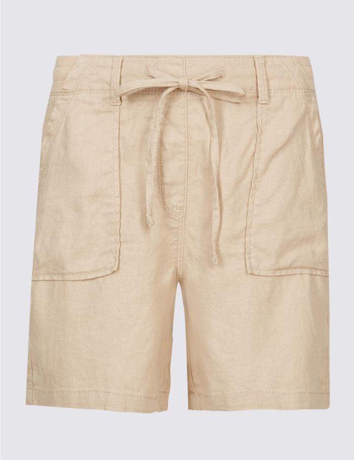 Marks & Spencer Linen Rich Casual Shorts Oyster