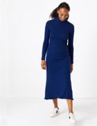 Marks & Spencer Ribbed Fit & Flare Knitted Dress Rich Blue
