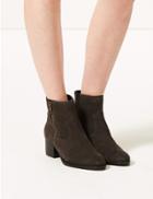 Marks & Spencer Wide Fit Suede Block Heel Ankle Boots Grey