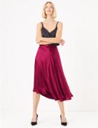 Marks & Spencer Satin Asymmetric Slip Skirt Bright Pink