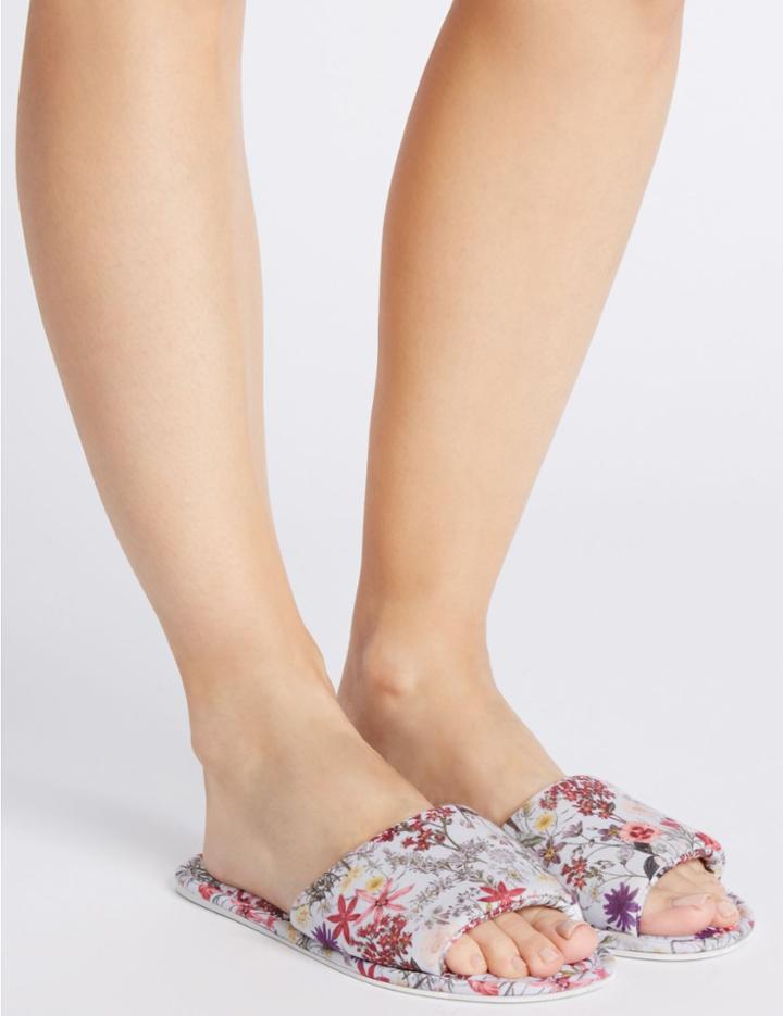 Marks & Spencer Floral Print Mule Slippers Multi/brights