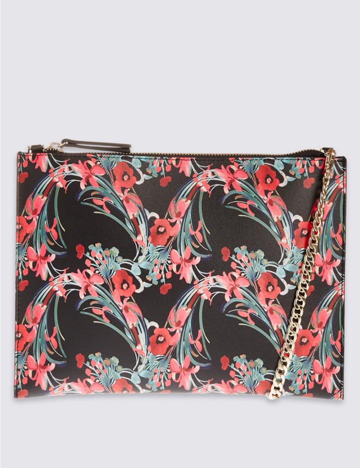 Marks & Spencer Faux Leather Chain Shoulder Bag Red Mix