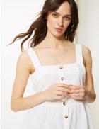 Marks & Spencer Cotton Rich Square Neck Camisole Top White