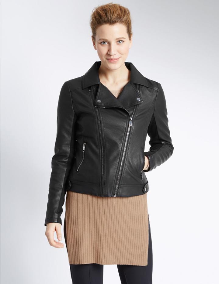 Marks & Spencer Faux Leather Biker Jacket Black