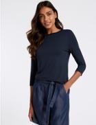 Marks & Spencer Slash Neck Long Sleeve Top Navy
