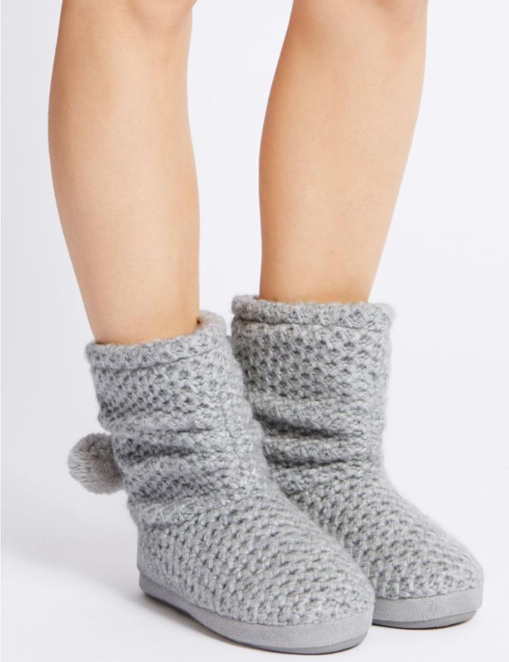 Marks & Spencer Snuggle Slipper Boots Grey