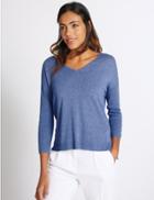 Marks & Spencer V-neck 3/4 Sleeve Jumper Blue