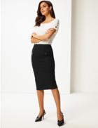 Marks & Spencer Cotton Rich Zip Detail Skirt Black