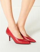 Marks & Spencer Stiletto Heel High Cut Court Shoes Red