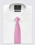 Marks & Spencer Pure Silk Geometric Print Tie Pink Magenta