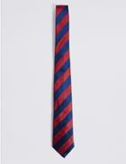 Marks & Spencer Pure Silk Bold Stripe Tie Red Mix