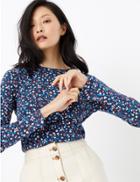 Marks & Spencer Pure Cotton Floral Print Regular Fit T-shirt Navy Mix