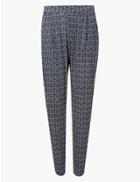 Marks & Spencer Printed Ankle Grazer Peg Trousers Navy Mix