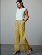Marks & Spencer Linen Blend Wide Leg Trousers Lime