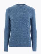 Marks & Spencer Supersoft Cable Knit Crew Neck Jumper Denim