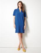 Marks & Spencer V-neck Short Sleeve Shift Mini Dress Azure Blue
