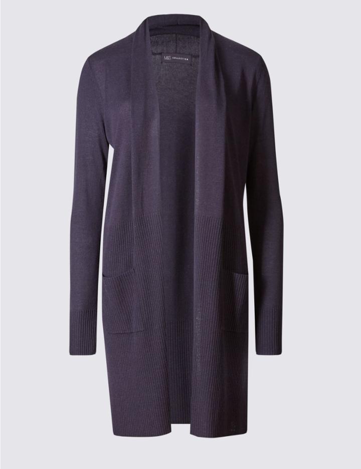 Marks & Spencer Open Front 2 Pocket Cardigan Navy