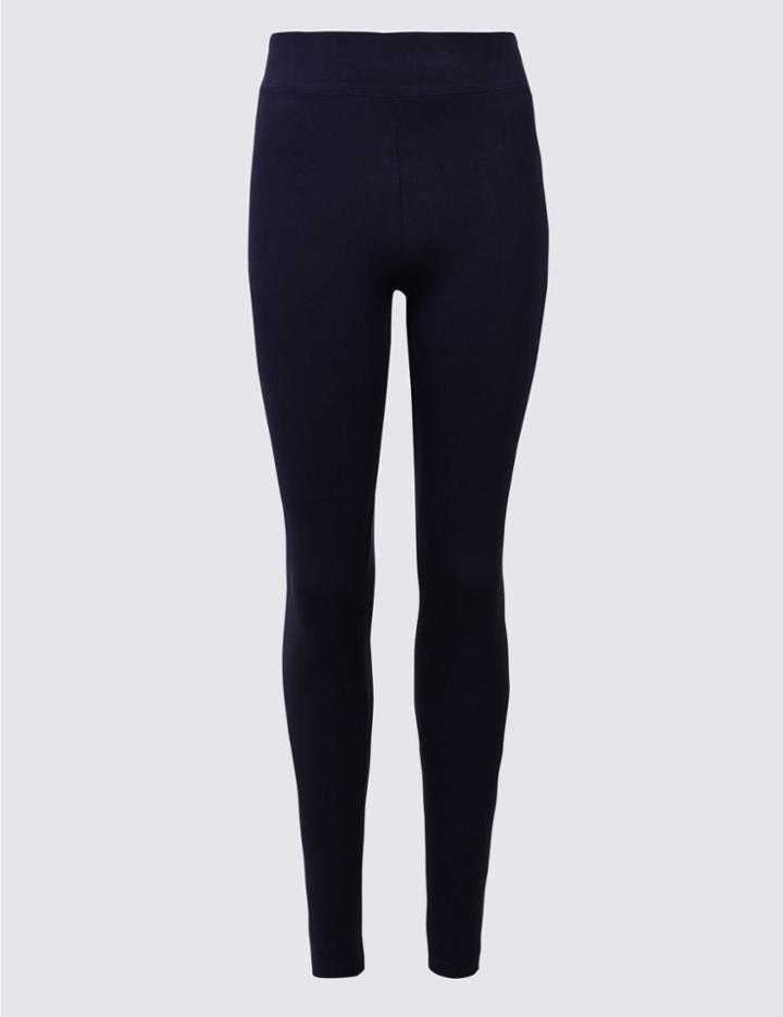 Marks & Spencer Cotton Rich Textured Leggings Navy