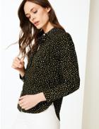 Marks & Spencer Polka Dot Button Detailed Shirt Black Mix