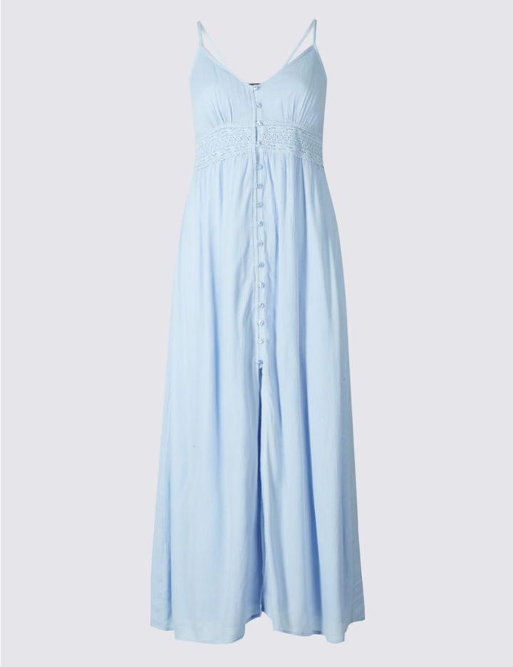 Marks & Spencer Petite Button Through Maxi Dress Blue