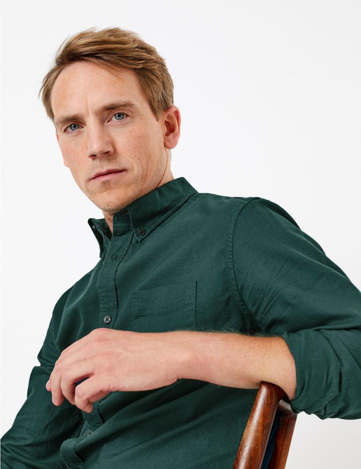 Marks & Spencer Pure Cotton Oxford Shirt With Pocket Purple
