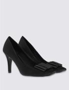 Marks & Spencer Stiletto Square Toe Bow Trim Court Shoes Black