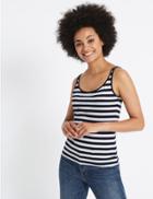 Marks & Spencer Pure Supima Cotton Striped Vest Top Navy Mix