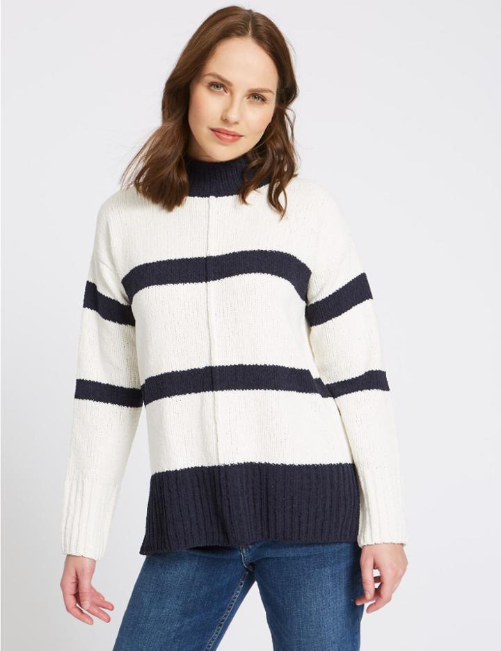 Marks & Spencer Chenille Textured Funnel Neck Jumper Cream