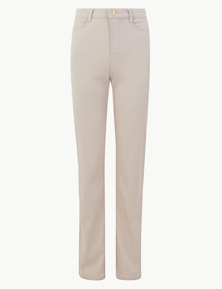 Marks & Spencer Sateen Roma Rise Straight Leg Jeans Putty