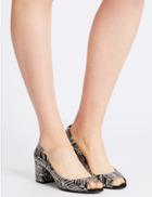 Marks & Spencer Block Peep Toe Court Shoes With Insolia&reg; Black Mix